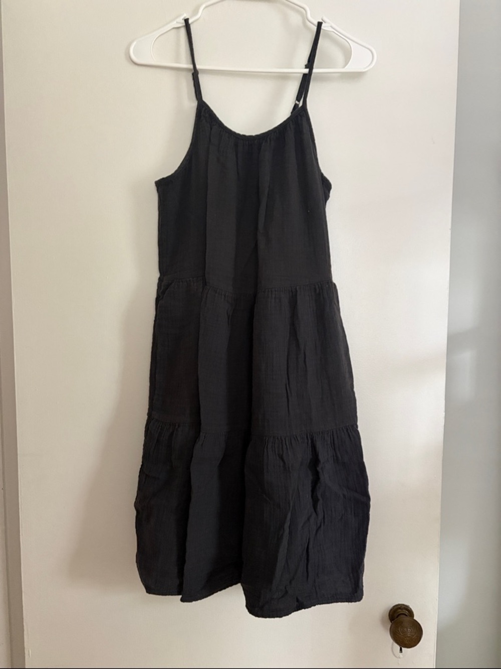 Grey Gauze Midi Tiered Spaghetti Strap Dress XS - Picture 4 of 5